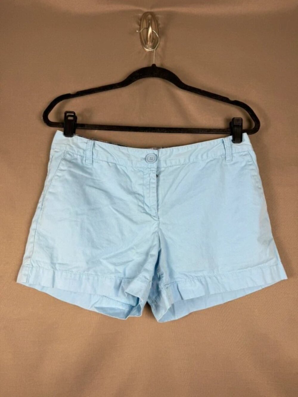 Ann Taylor Loft Chino Shorts Womens 4 Light Blue Cotton Mid Rise Summer Casual